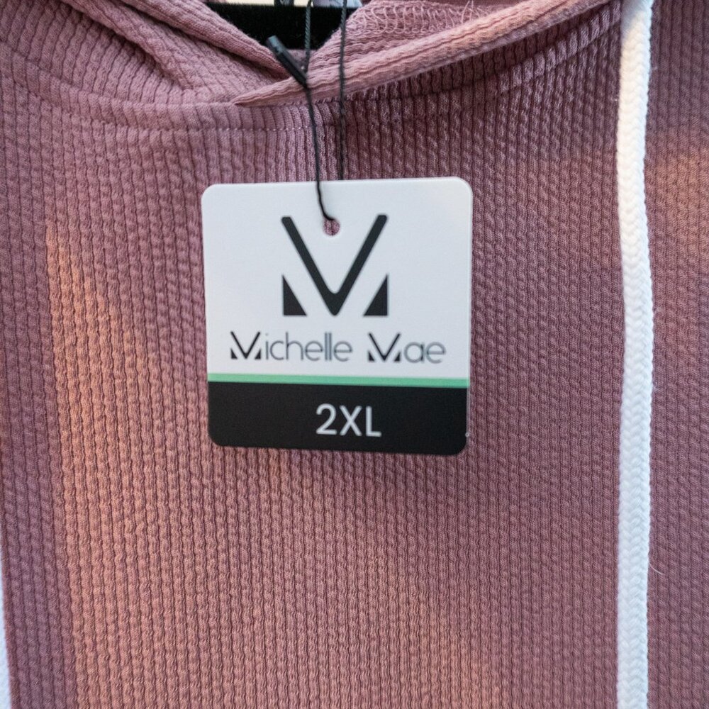Michelle Mae Ribbed Hoodie Size 2XL - Rose - Picture 2 of 2